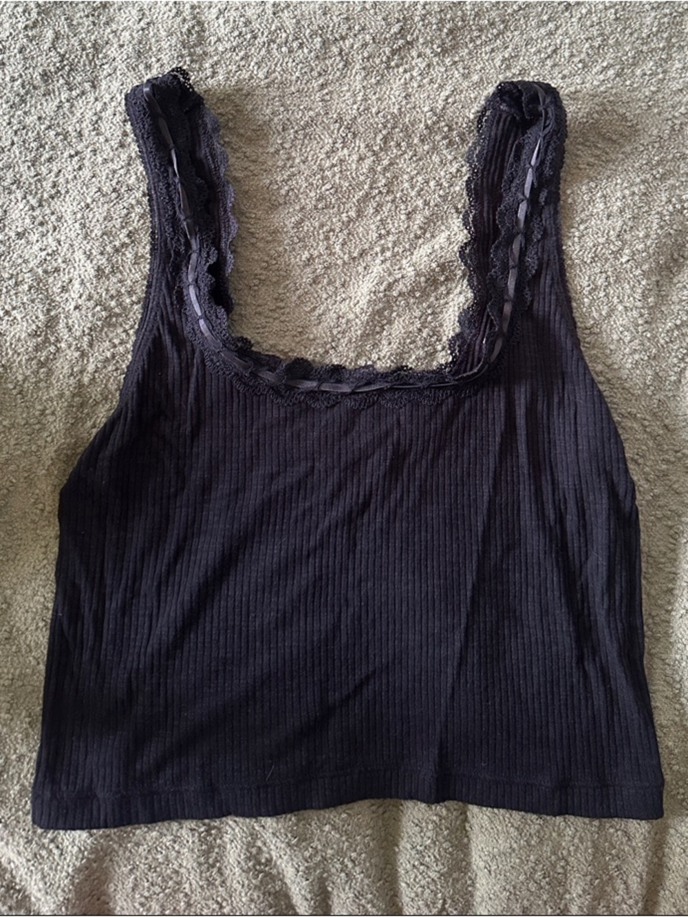 Lace-Trim Ribbed Tank Top
